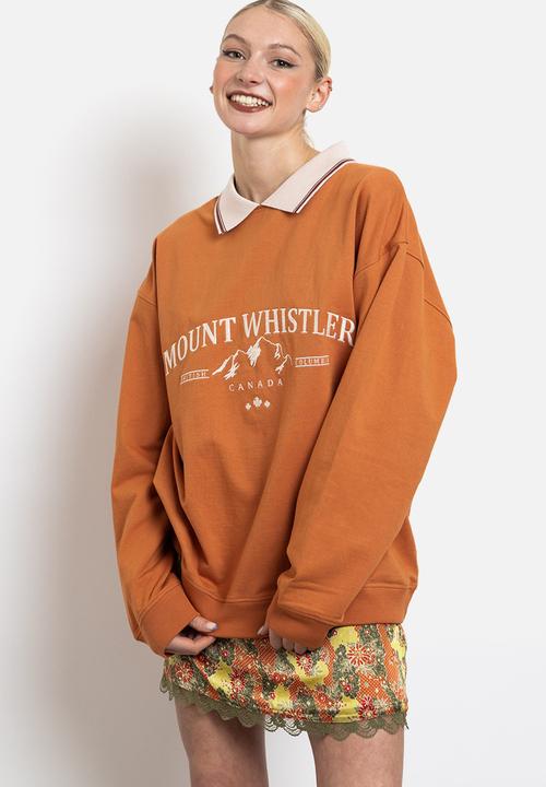 Daisy Street - Collared embroidered sweat - rust