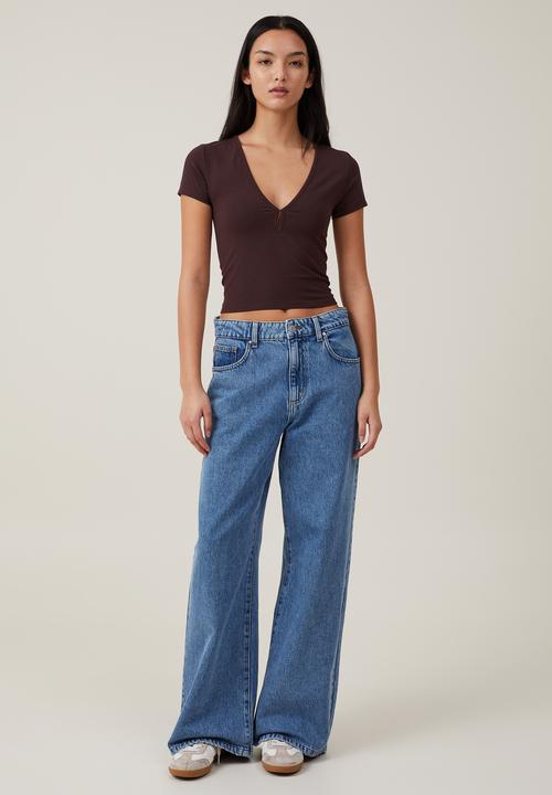 Cotton On - Belle short sleeve top - dark oak