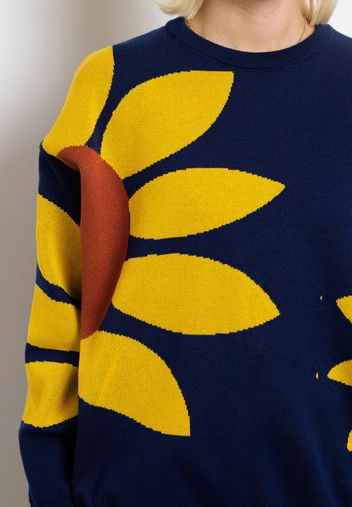 Daisy Street - Sunflower knitted jumper - navy