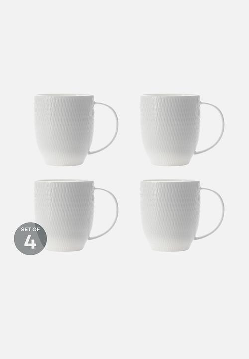 Diamonds 420ml mug set of 4 - white 