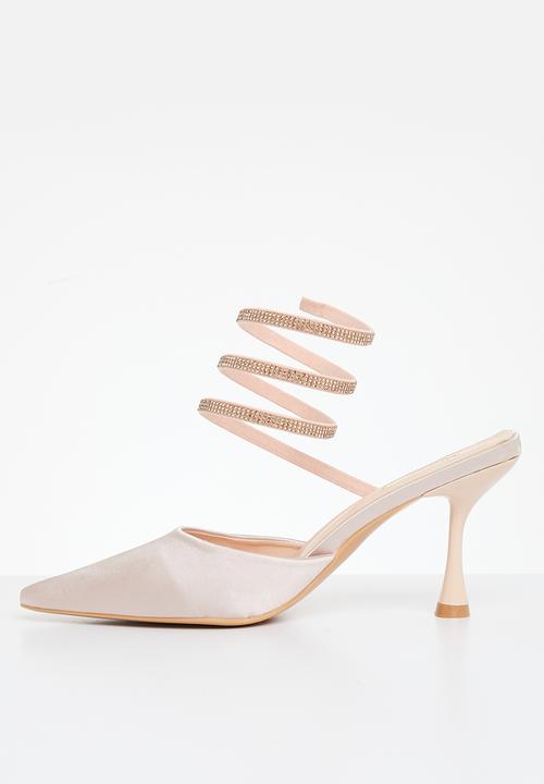 Plum - Spiral strap mule sandal - champagne