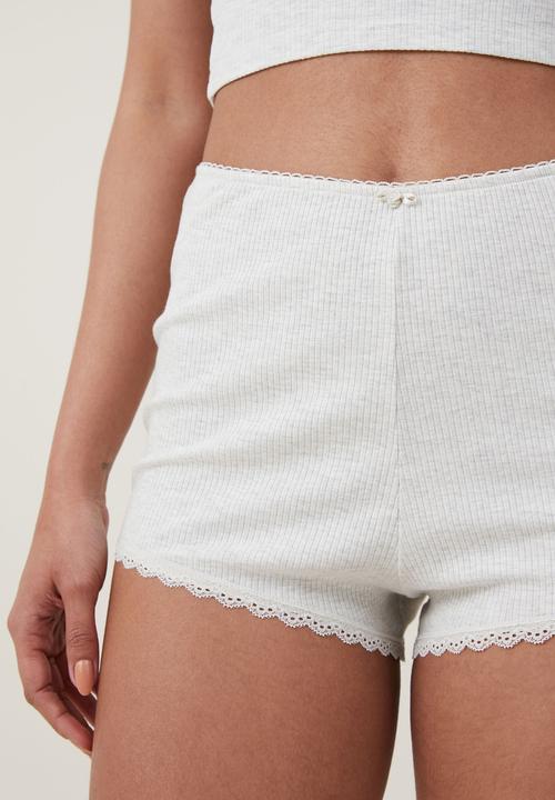 Cotton On - Rib lace short - light grey marle