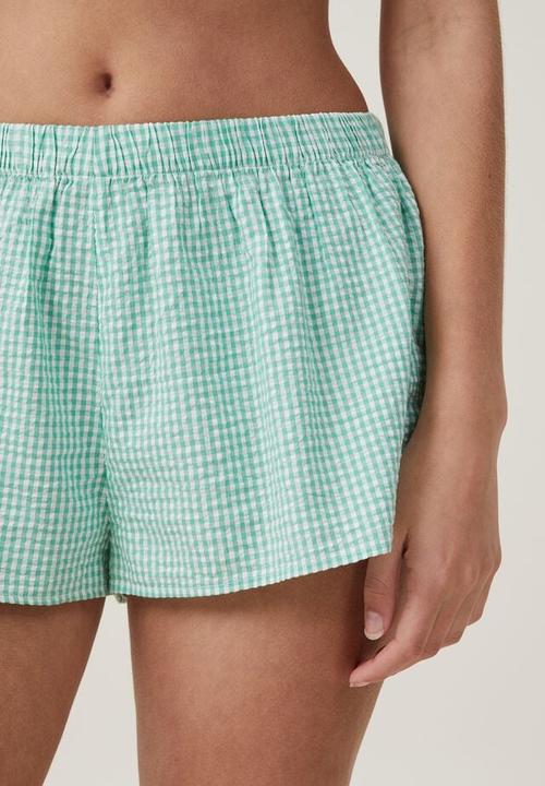 Cotton On - Woven sleep short - misty jade/white gingham