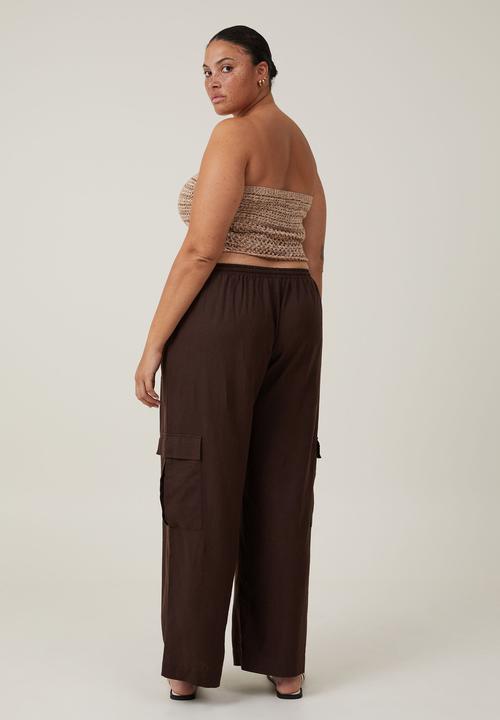 Cotton On - Plus haven utility wide leg pant-dark oak