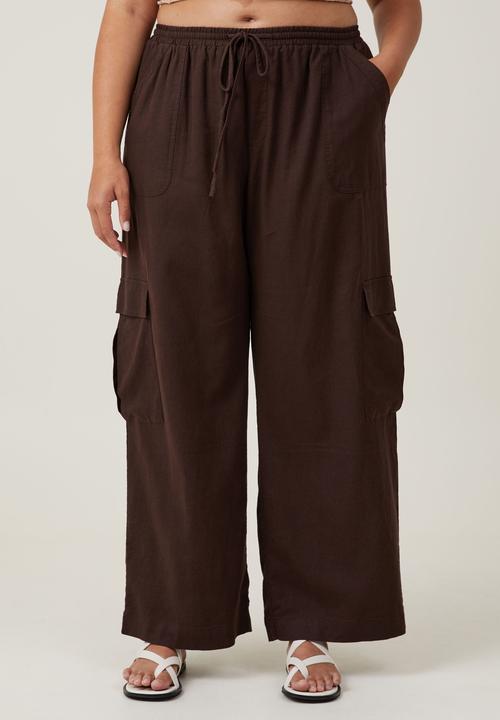 Cotton On - Plus haven utility wide leg pant-dark oak