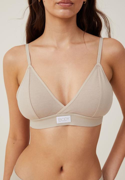 Cotton On - Cross over padded bralette - white pepper