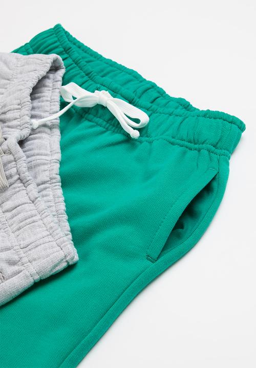 Pop Candy - 2 Pack sweat shorts - green & grey