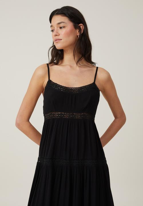 Cotton On - Rylee lace trim maxi dress - black