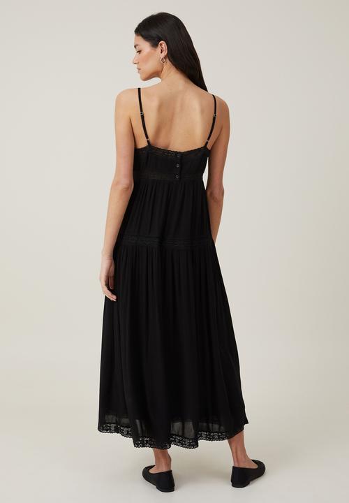 Cotton On - Rylee lace trim maxi dress - black