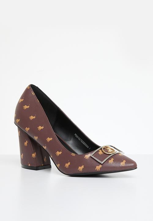 POLO - Monogram block heel - brown