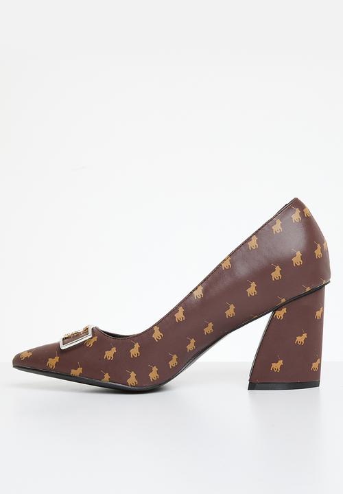 POLO - Monogram block heel - brown