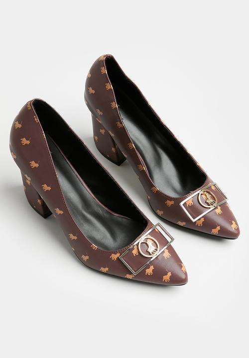 POLO - Monogram block heel - brown
