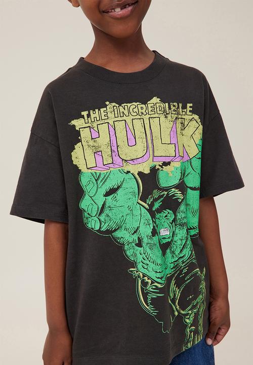 Cotton On - License drop shoulder short sleeve tee - lcn mar phantom/incredible hulk