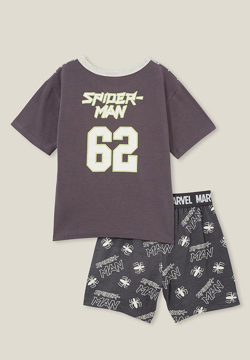 Cotton On - Felix short sleeve pyjama set license - lcn mar rabbit grey/spiderman glow