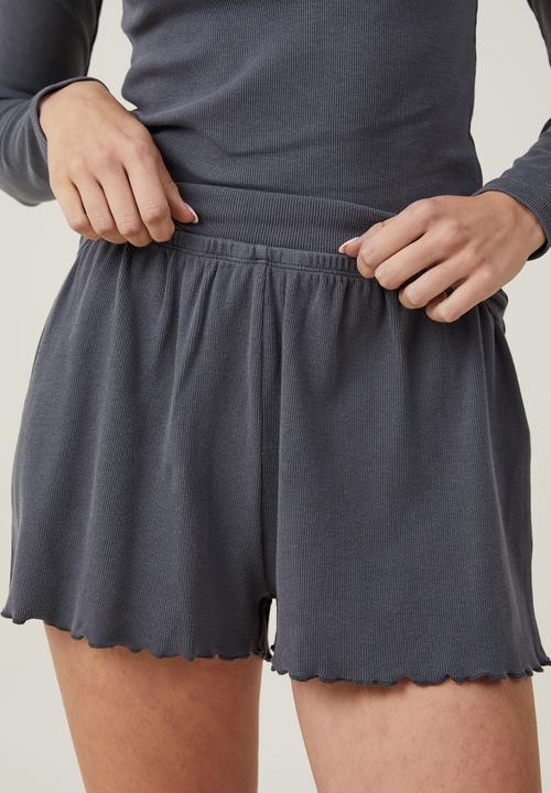 Cotton On - Rib bed short - washed black