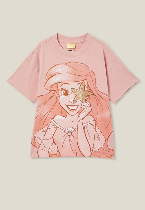 Cotton On - License drop shoulder short sleeve tee - lcn dis ariel/dusty berry