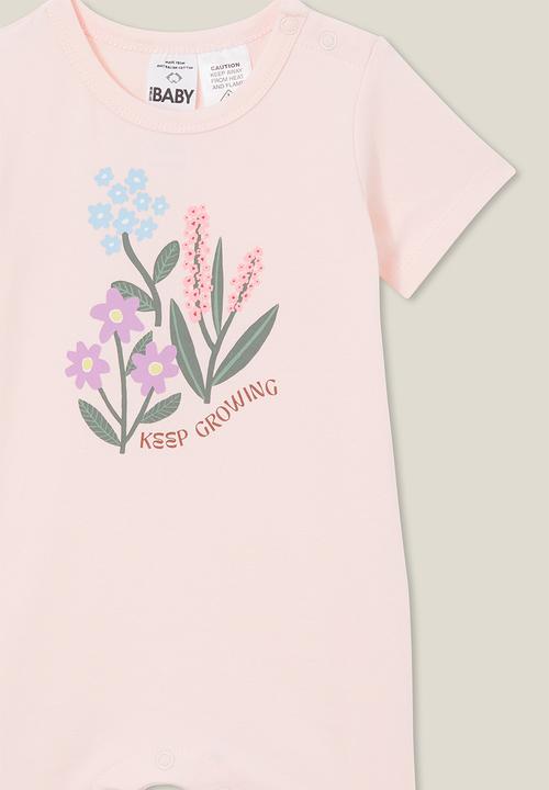 Cotton On - The short sleeve romper - crystal pink/keep growing