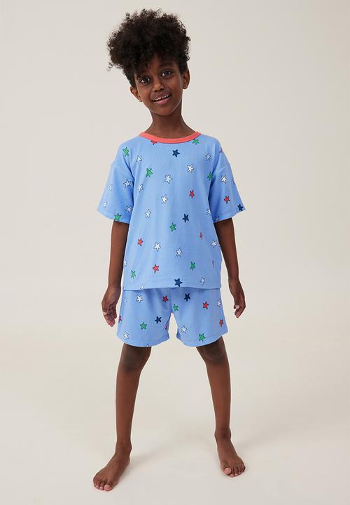 Cotton On - Damon short sleeve pyjama set - dusk blue/all the stars