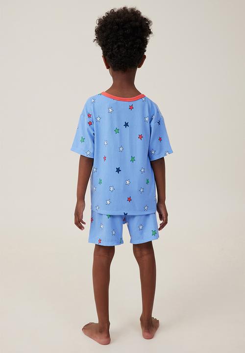 Cotton On - Damon short sleeve pyjama set - dusk blue/all the stars