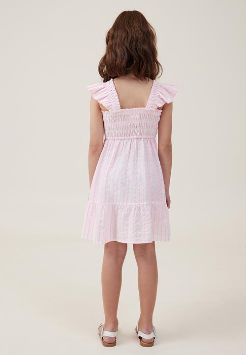 Cotton On - Jeanie flutter sleeve dress - bubblegum pop/stripe