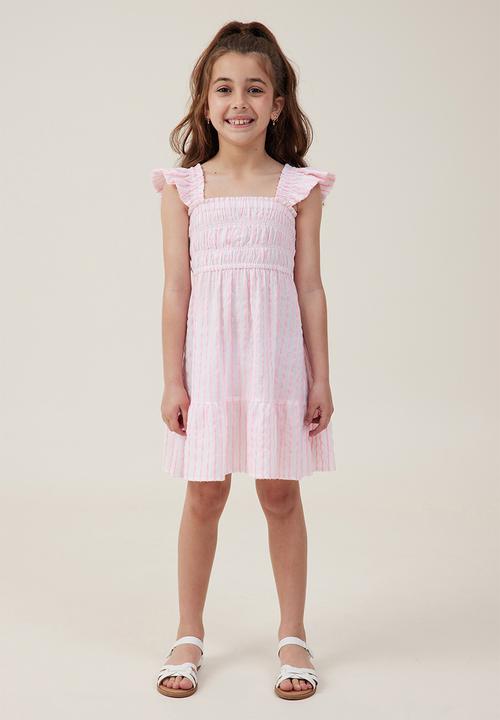 Cotton On - Jeanie flutter sleeve dress - bubblegum pop/stripe