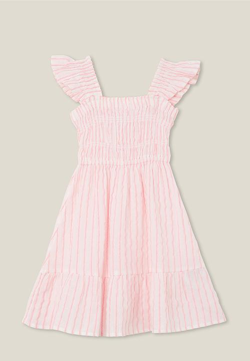 Cotton On - Jeanie flutter sleeve dress - bubblegum pop/stripe