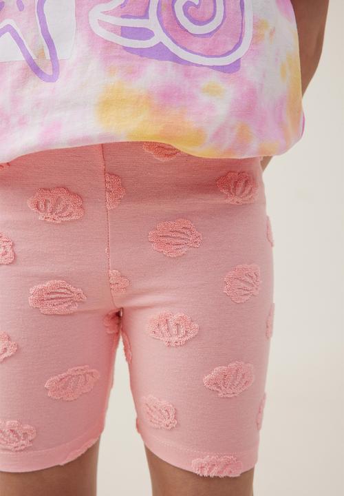 Cotton On - Hailey bike short - coral dreams/terry texture shells