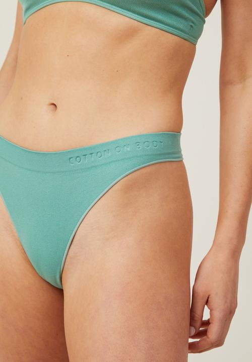 Cotton On - Seamless high cut g string brief - misty jade