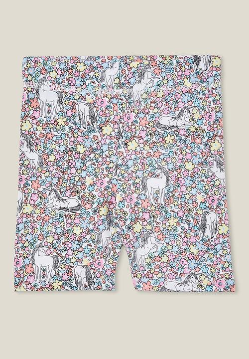Cotton On - Hailey bike short - white/unicorn garden