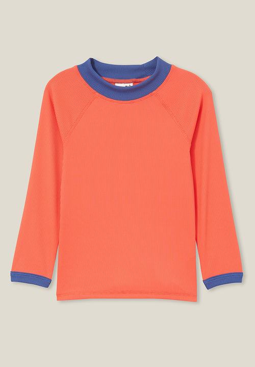Cotton On - Flynn long sleeve raglan rash vest - anthurium/rib
