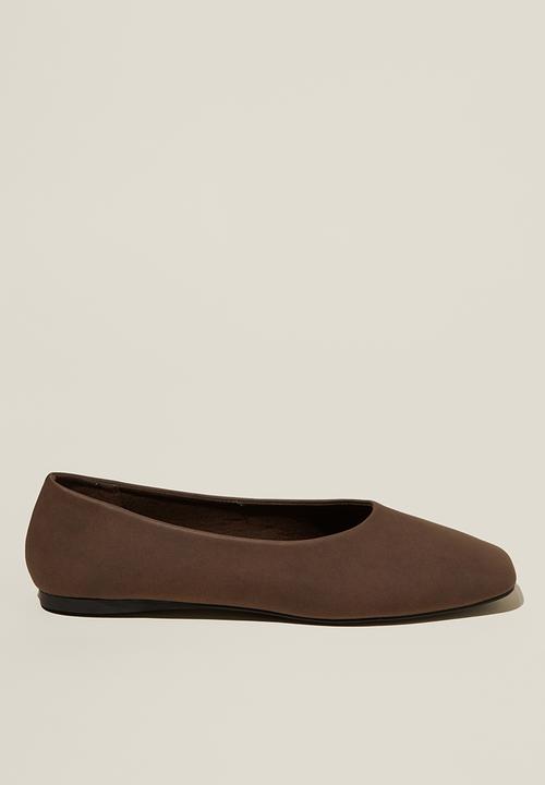 Cotton On - Classic square toe ballerina - choc nubuck