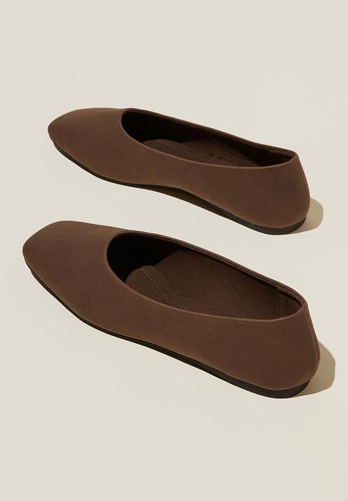 Cotton On - Classic square toe ballerina - choc nubuck