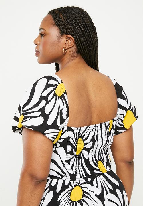 Me&B - Plus the puff sleeve eva dress - floppy daisy
