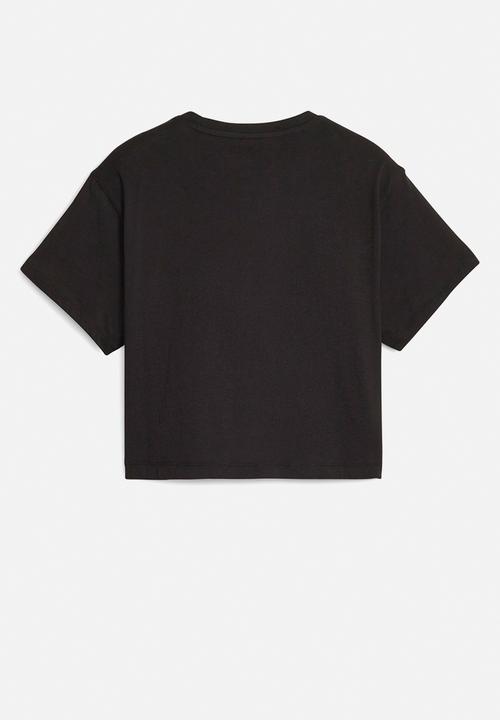 PUMA - Girls logo cropped tee - puma black-peach smoothie