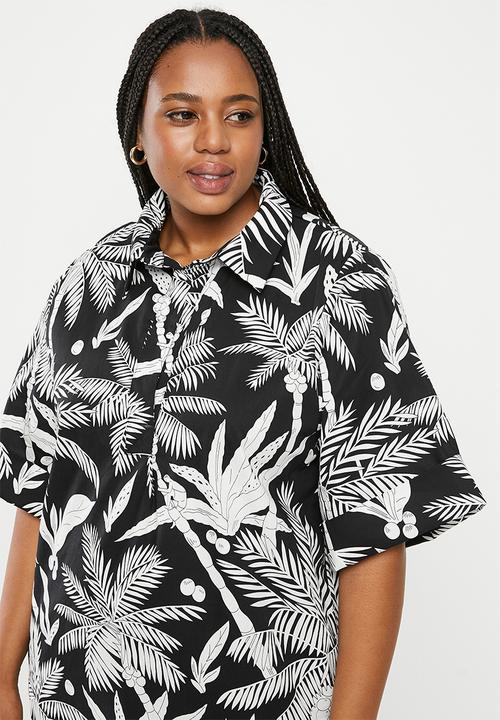 Me&B - Plus cotton tunic shirt dress - white lotus