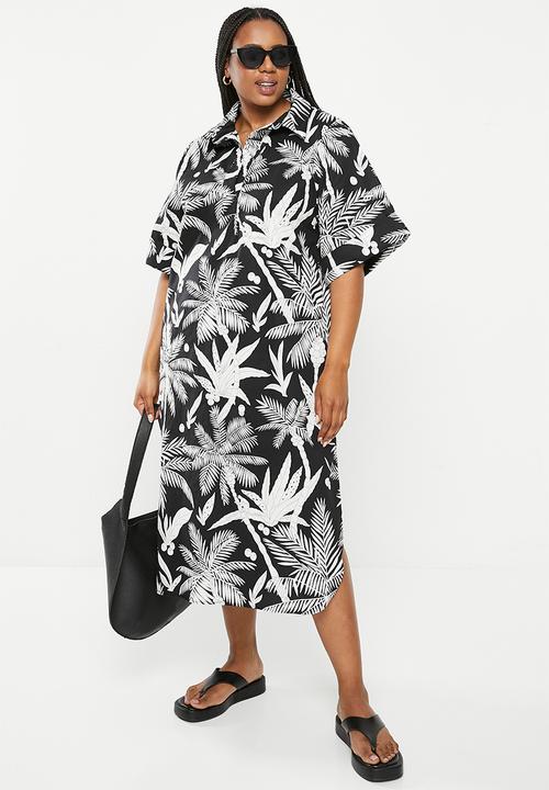 Me&B - Plus cotton tunic shirt dress - white lotus