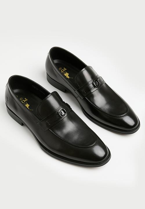 POLO - Circle pony trim penny loafer - black