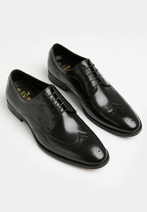 POLO - Wing cap gibson lace up - black