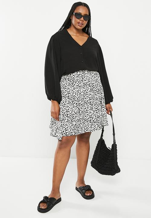 Me&B - Plus flared mini skirt - scratchy animal