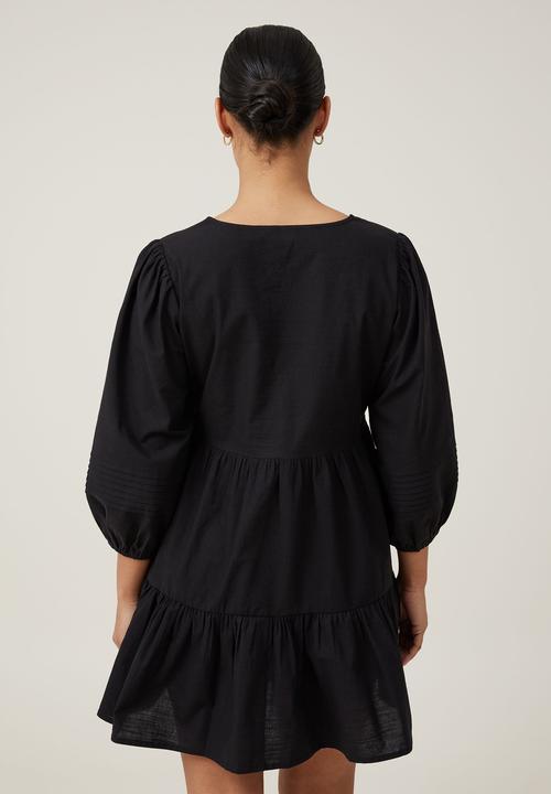 Cotton On - Remmie long sleeve mini dress - black