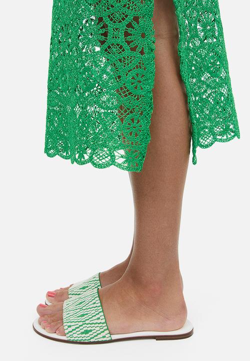 H&M - Jacquard-weave slides - green patterned