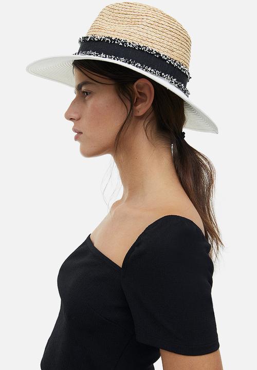 H&M - Straw hat - light beige block-coloured