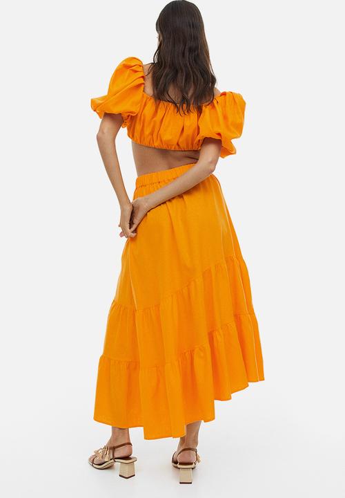H&M - Asymmetric linen-blend skirt - orange