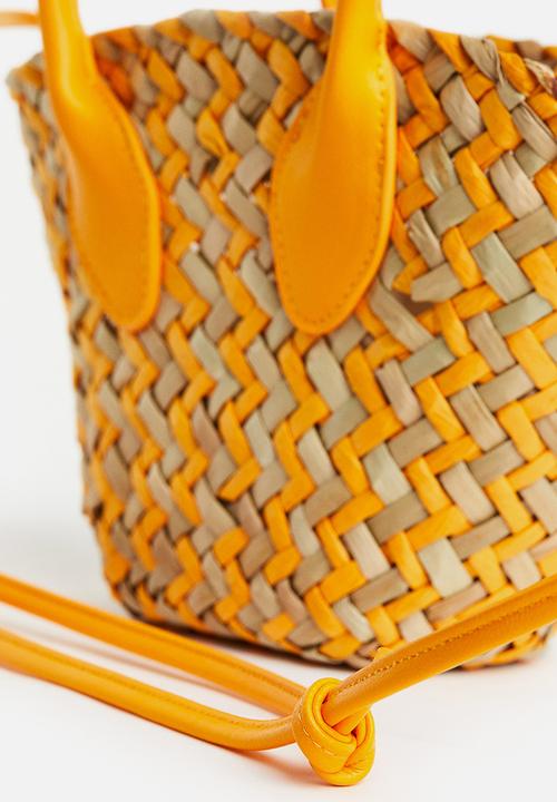 H&M - Mini straw shopper - orange & beige