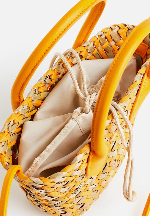 H&M - Mini straw shopper - orange & beige