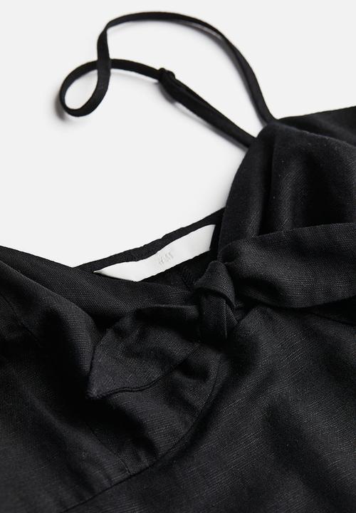 H&M - Linen-blend dress - black