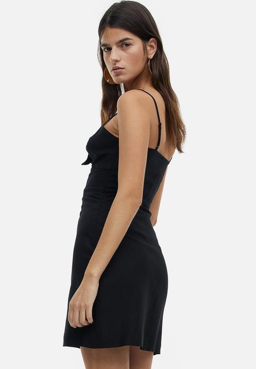 H&M - Linen-blend dress - black