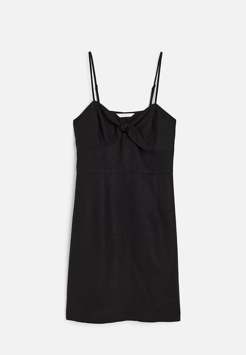 H&M - Linen-blend dress - black
