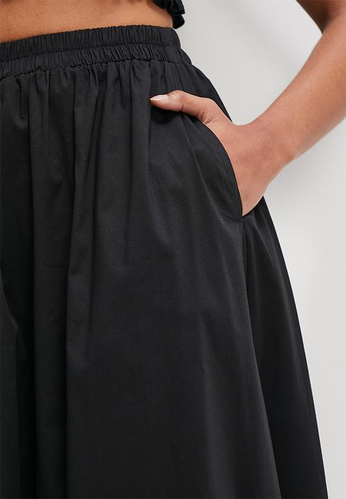 MILLA - Co-ord poplin midi skirt - black