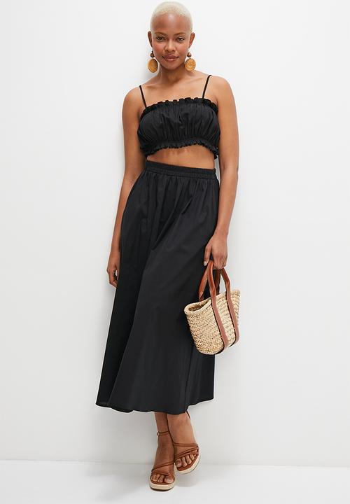 MILLA - Co-ord poplin midi skirt - black